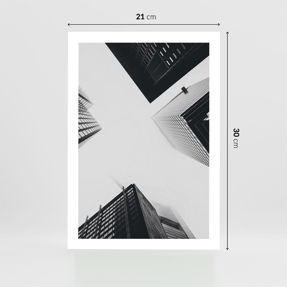Plakat bez ramy 21x30 - Nowoczesna Dynamika - perspektywa, wieżowce