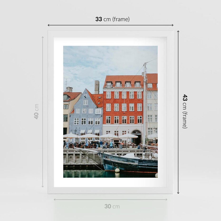 Plakat w ramie 30x40 - Miejska Dynamika - Dania, Kopehaga - rama biała