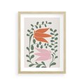 Plakat w ramie 30x40 - Rozkwitające Kontury - plakat, kwiaty - rama drewno
