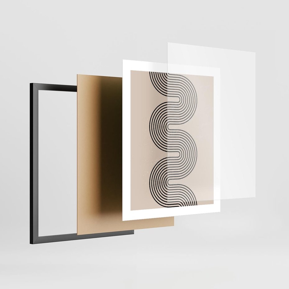 Plakat w ramie 40x50 - Bezgraniczne Odbicia - abstrakcyjne linie, geometria - rama czarna