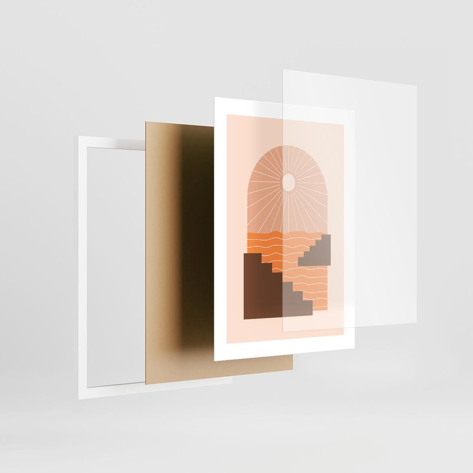 Plakat w ramie 30x40 - Słoneczne Inspiracje w Stylu Boho - boho grafika, słońce - rama biała