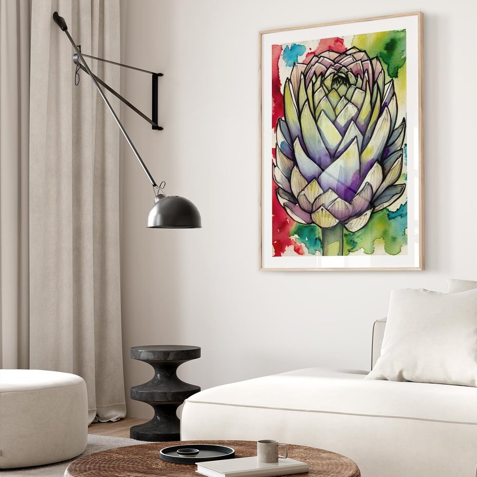 Plakat w ramie 30x40 - Zamknięte w Roślinie - abstrakcja, akwarela - rama drewno