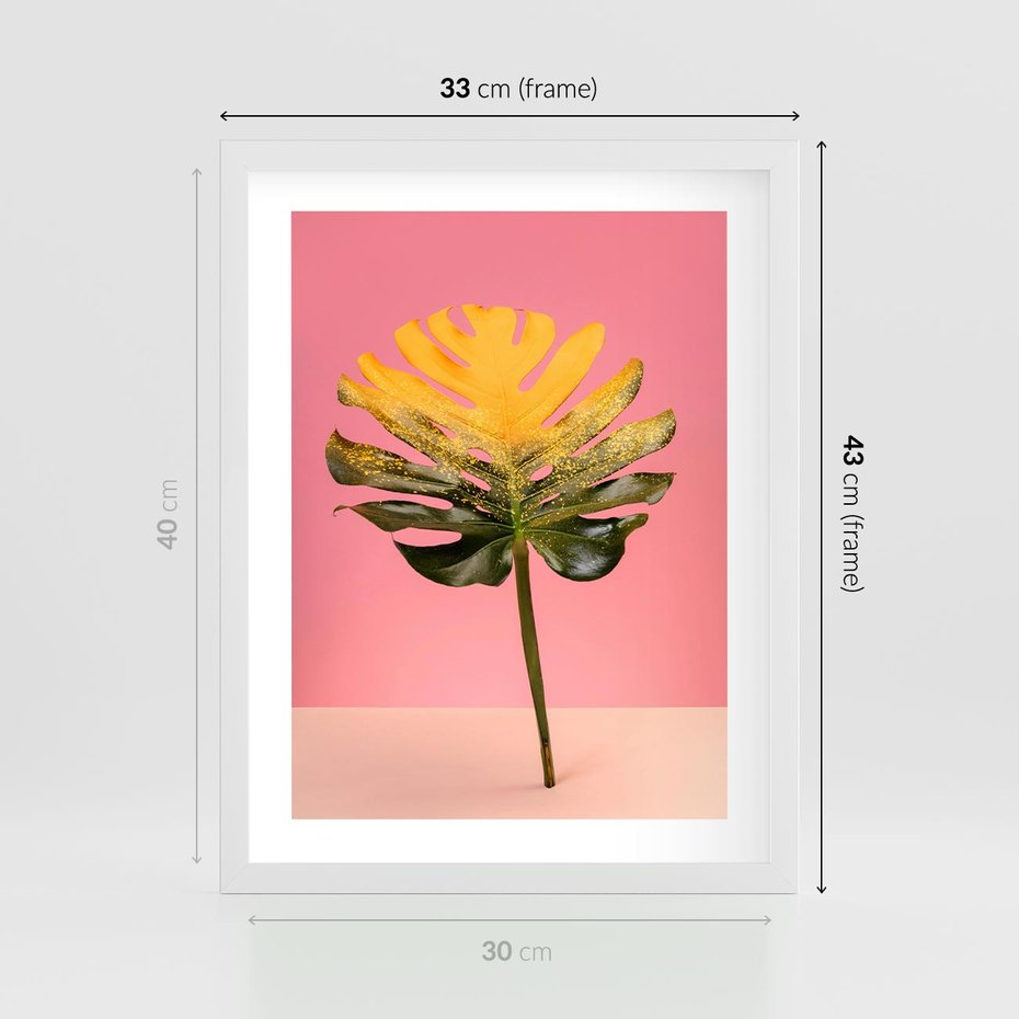 Plakat w ramie 30x40 - Majestatyczna monstera - monstera, liść - rama biała