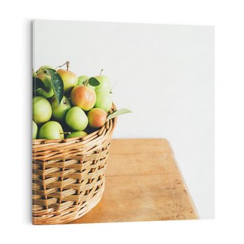 Obraz na płótnie 60x60 - Koszyk Jabłek - Świeżo Zbierane - koszyk, jabłka