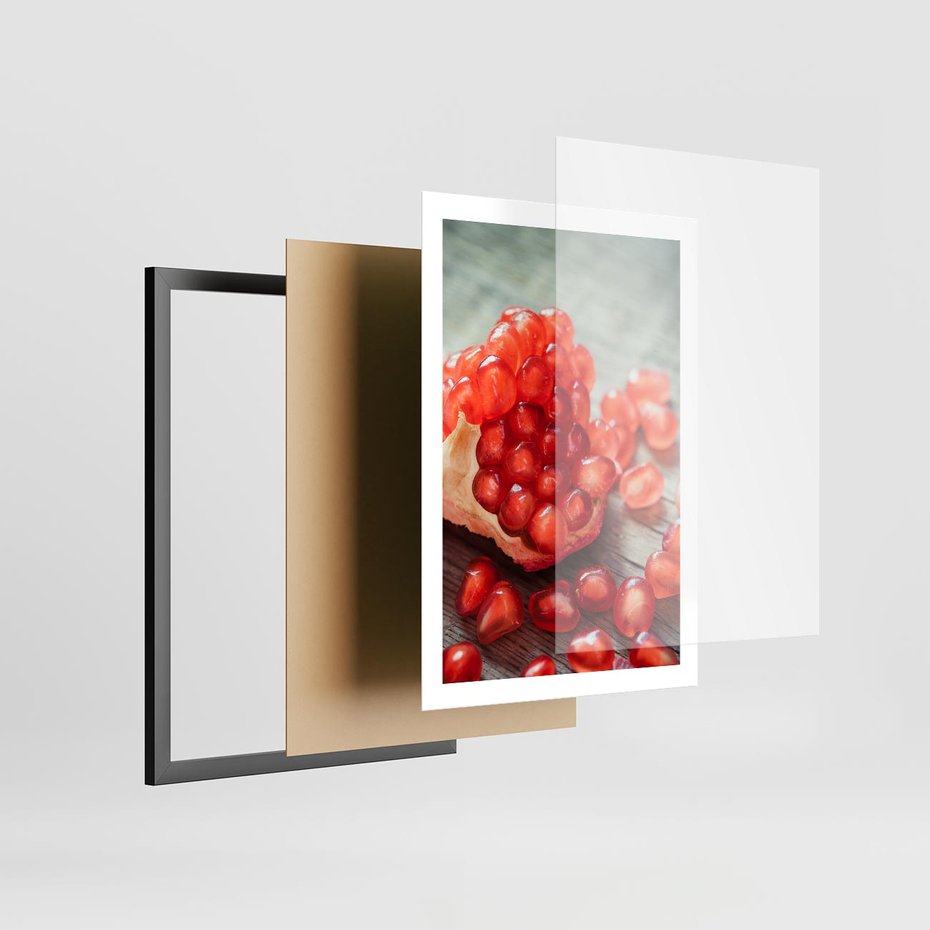 Plakat w ramie 50x70 - Granatowa Inspiracja Kuchni - granat, kuchnia - rama czarna