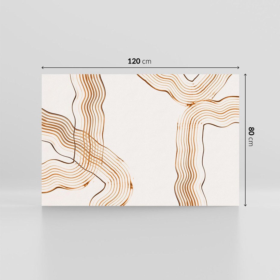Obraz na płótnie 120x80 - Ścieżki pędzla i myśli - minimalistyczna kompozycja, abstrakcyjne brązowe linie na białym tle