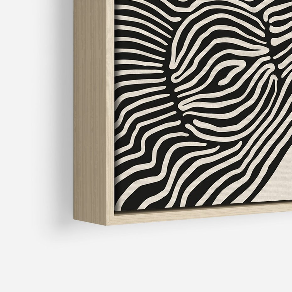 Obraz w ramie 50x70 - Harmonijne Kształty - abstrakcyjne ryciny, czarno biały - rama drewno