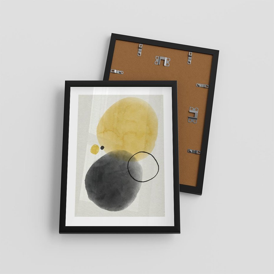 Plakat w ramie 30x40 - Pastelowa Harmonia - abstrakcja, akwarelowe plamy - rama czarna