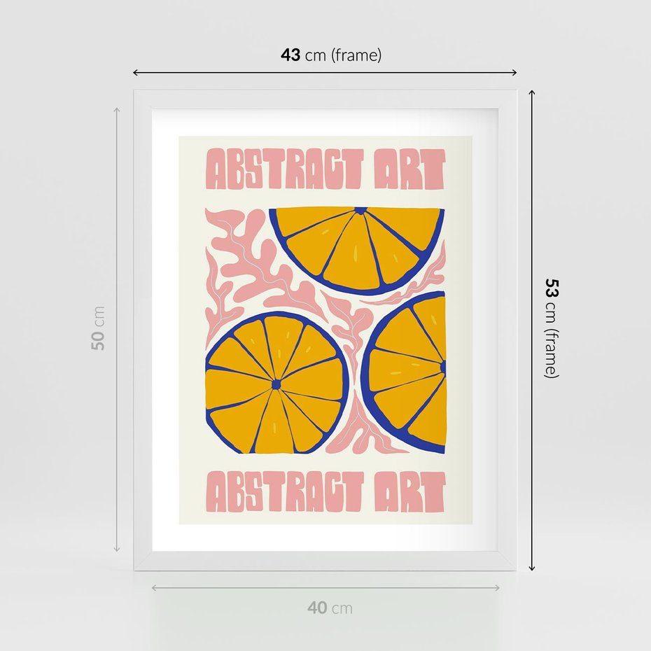 Plakat w ramie 40x50 - Podróżne Wizje - typografia, cytryny - rama biała