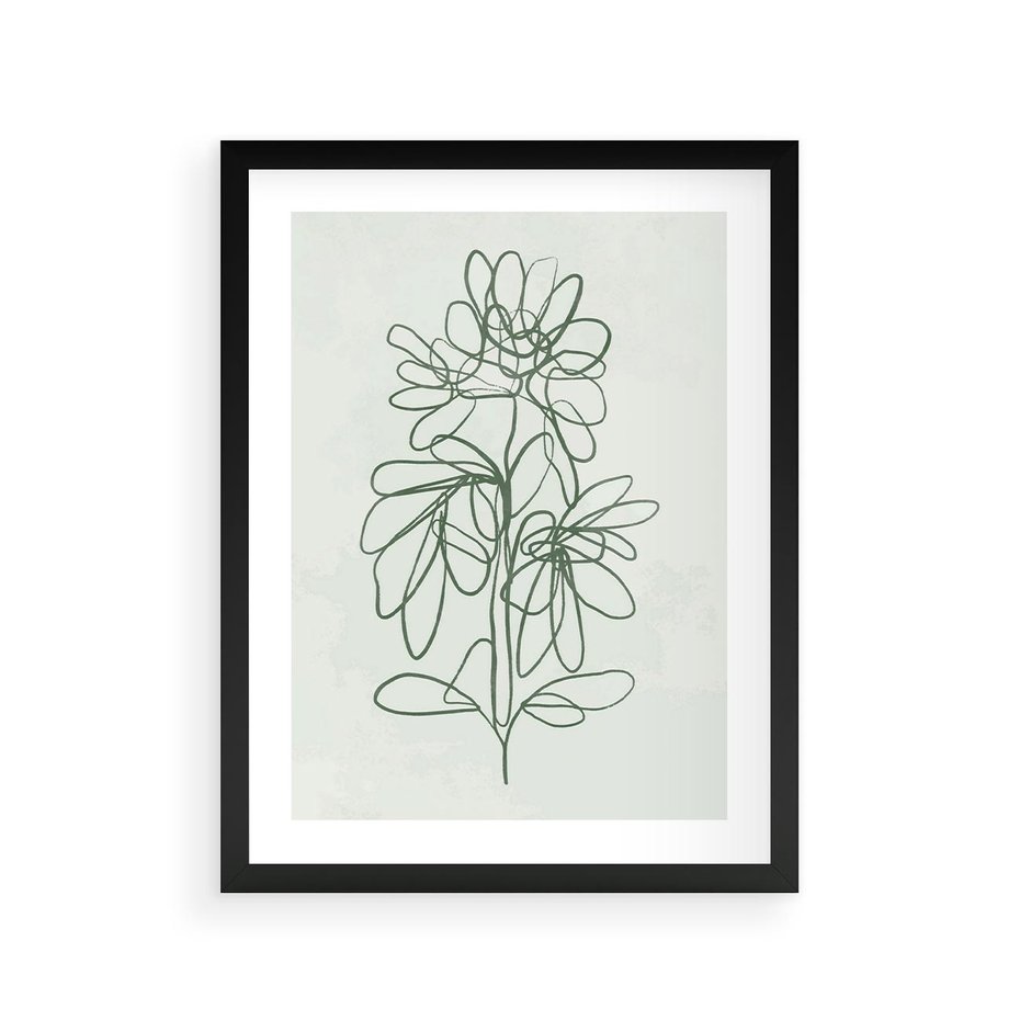 Plakat w ramie 30x40 - Spokojne Poddanie Naturze - zielony plakat, roślinne inspiracje - rama czarna