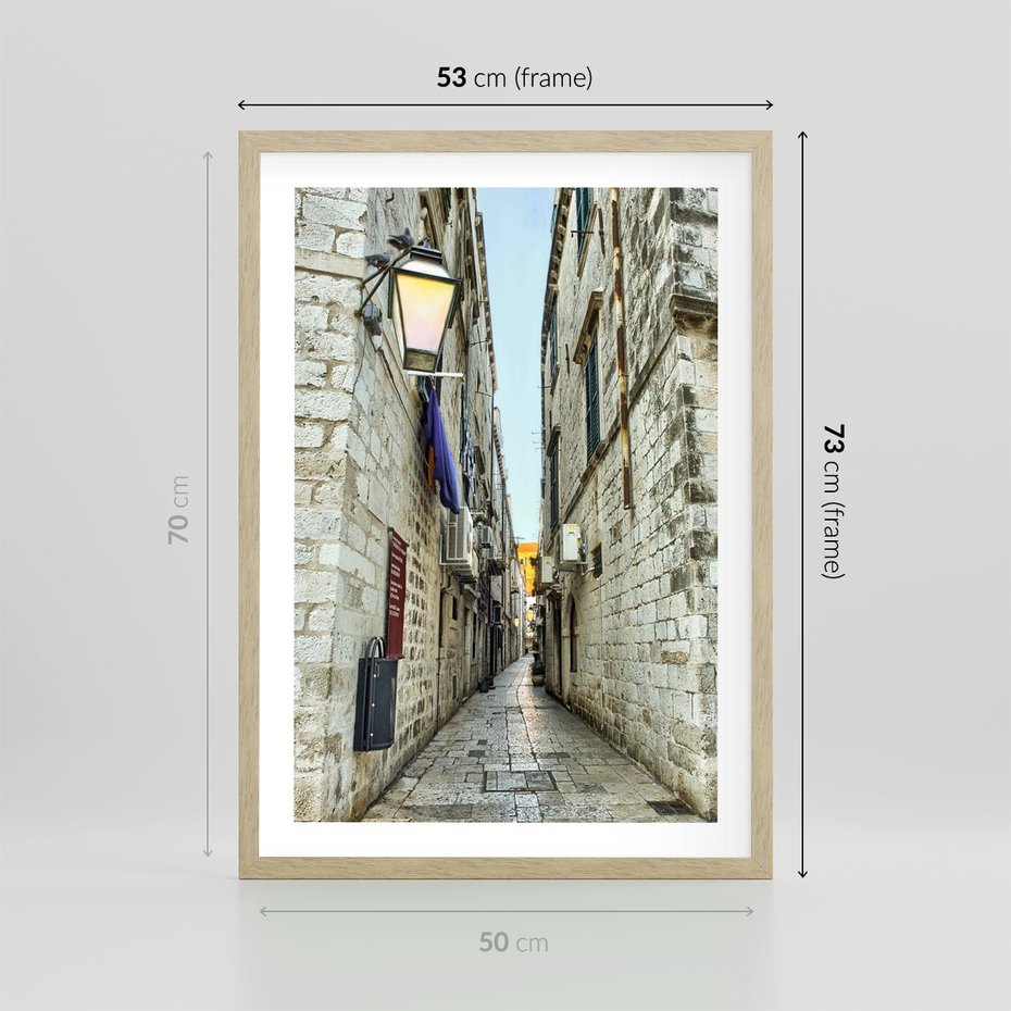 Plakat w ramie 50x70 - Urok Włoskiej Uliczki - włoska, uliczka - rama drewno