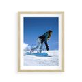 Plakat w ramie 30x40 - Snowboard na zimowych zboczach - snowboard, zima - rama drewno