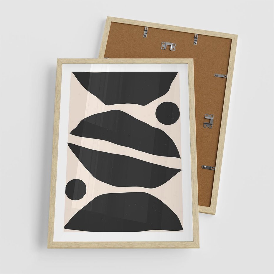 Plakat w ramie 50x70 - Surowa Abstrakcja - abstrakcyjny nowoczesny obraz, surowość - rama drewno