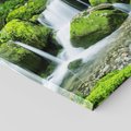 Obraz na płótnie 70x70 - Spokojny wodospad w lesie nad rzeką - wodospad, las