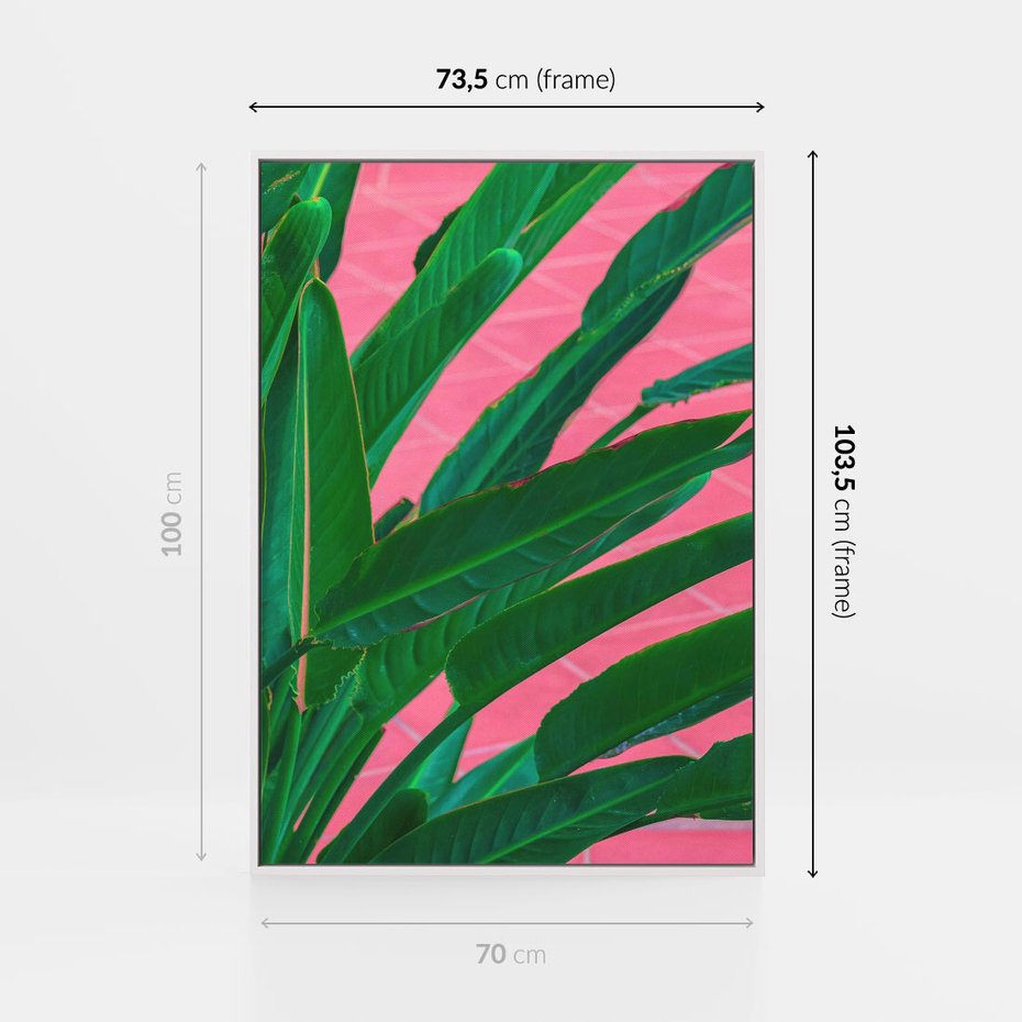 Obraz w ramie 70x100 - Odezwij się do przeszłości - liście, retro - rama biała