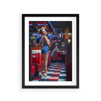 Plakat w ramie 40x50 - Czas Na Wyjątkowy Posiłek - restauracja, retro - rama czarna