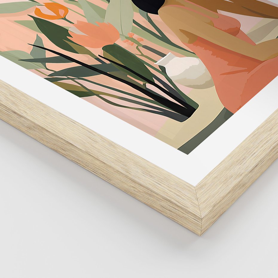 Zestaw obrazy w ramie 50x70 galeria - boho, liście, palmy, etniczne - rama drewno