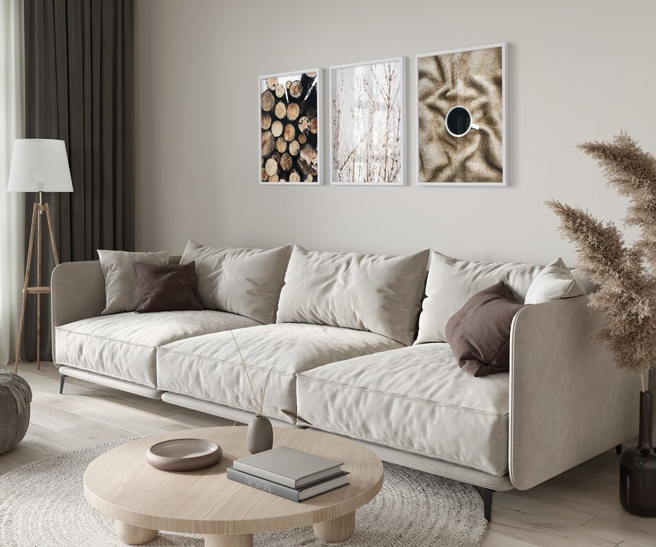 Zestaw obrazy w ramie 50x70 galeria - Kawa, zima, jesień, klimatyczne - rama biała