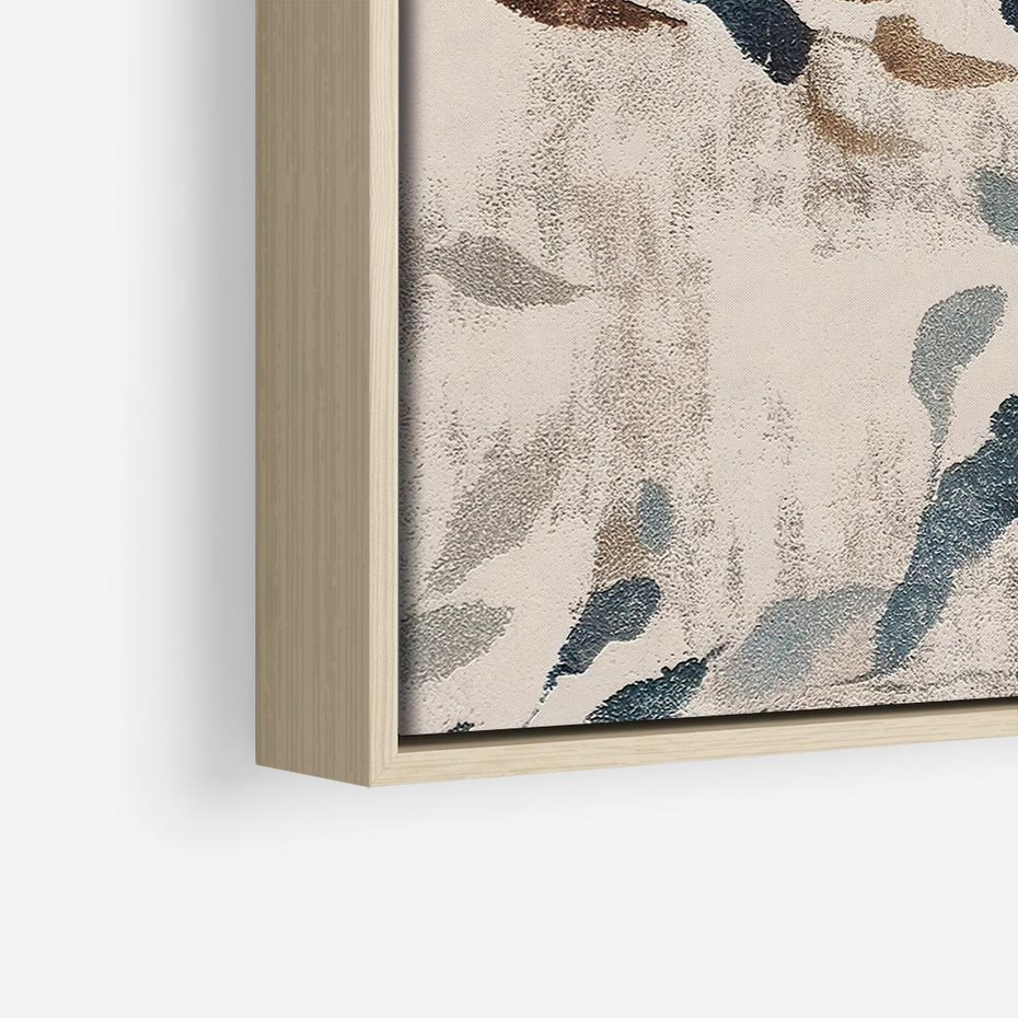 Obraz w ramie 50x50 - Refleksje liściowych barw - abstrakcyjne kształty, przypominają liście - rama drewno