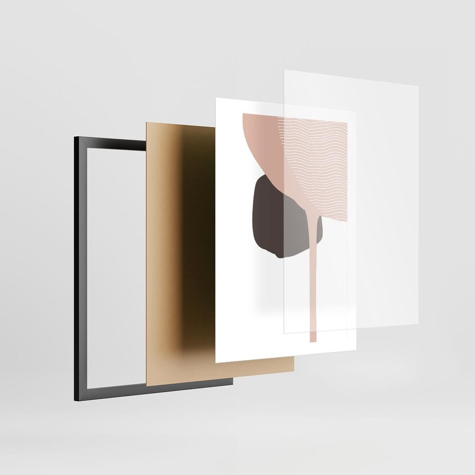 Plakat w ramie 50x70 - Wibracje Odbić Plam - abstrakcyjny obraz, rozlewające się plamy - rama czarna