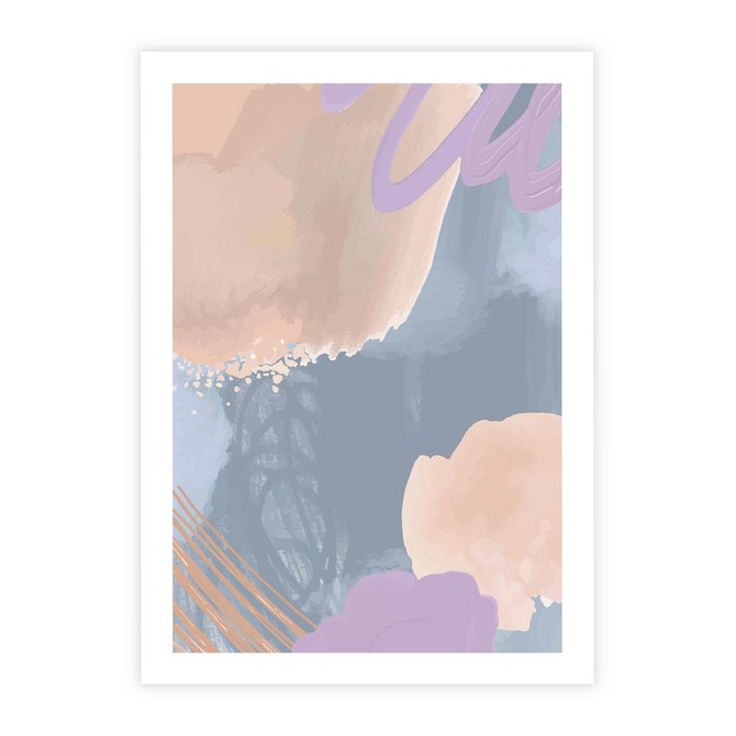 Plakat bez ramy 21x30 - Rozmyte Akwarelowe Marzenia - abstrakcyjne akwarelowe plamy, pastele