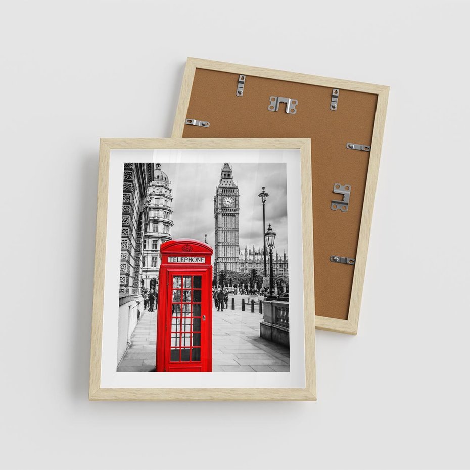 Plakat w ramie 40x50 - Ikoniczna budka w Londynie - Londyn, budka - rama drewno