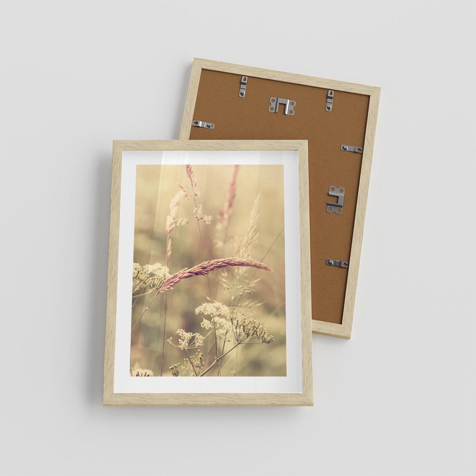 Plakat w ramie 30x40 - Boho Wizja - suszone, trawy - rama drewno