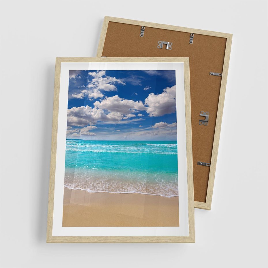 Plakat w ramie 50x70 - Idylliczna plaża nad morzem - plaża, morze - rama drewno