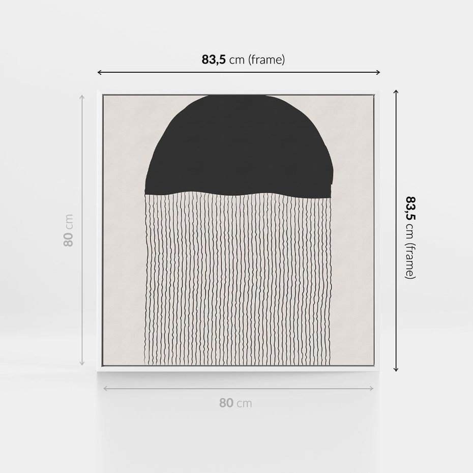 Obraz w ramie 80x80 - Wewnętrzne Widzenia - abstrakcyjna kompozycja, półkole - rama biała