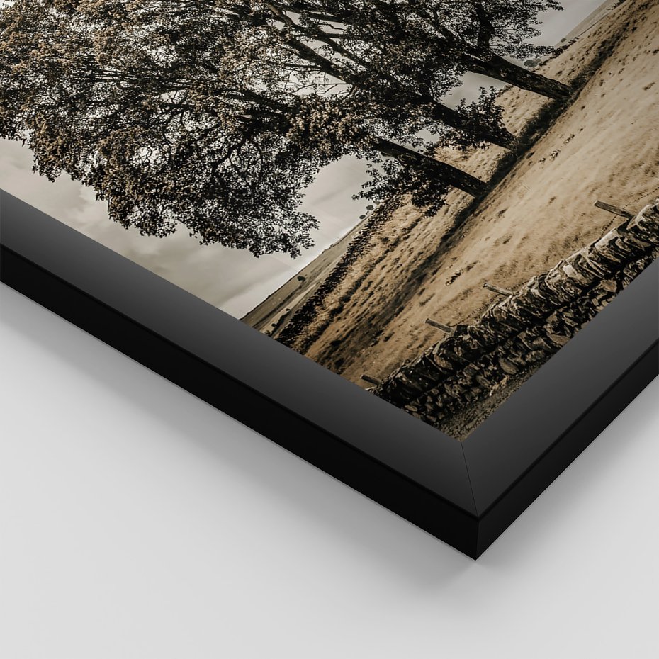 Zestaw obrazy w ramie 50x70 galeria - Górski, krajobraz, sepia - rama czarna