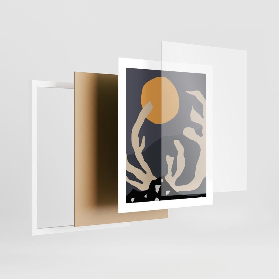 Plakat w ramie 40x50 - Tajemniczy Księżyc - nowoczesna sztuka, plakat - rama biała