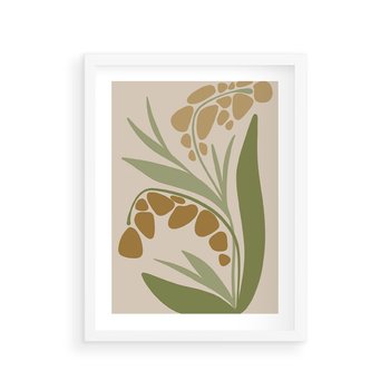 Plakat w ramie 30x40 - Minimalizm z Roślinami - nowoczesny plakat, roślinność - rama biała