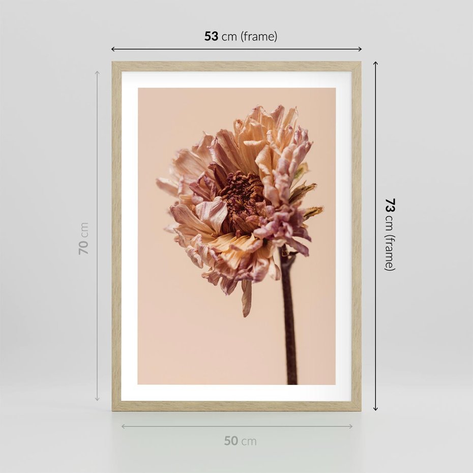 Plakat w ramie 50x70 - Delikatne piękno - suche, kwiaty - rama drewno