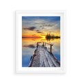 Plakat w ramie 40x50 - Zachód słońca na pomostach - zachód, słońca - rama biała