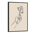 Obraz w ramie 70x100 - Szkic Kwiatu - kwiat w dłoni, szkic - rama czarna