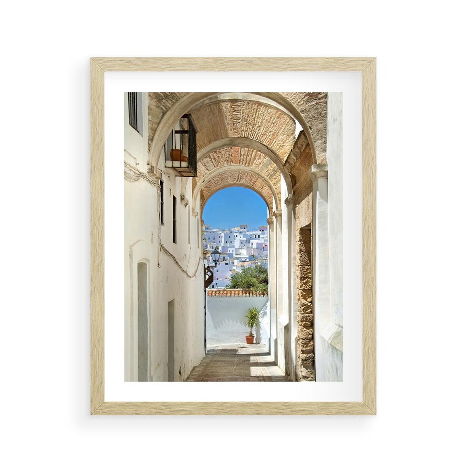 Plakat w ramie 40x50 - Romantyczna Przeprawa - romantyczna, uliczka - rama drewno