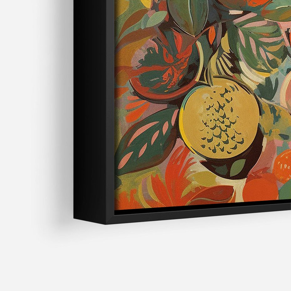 Obraz w ramie 70x100 - Księga Surrealnych Wyobrażeń - abstrakcyjny obraz owoców, jak picasso - rama czarna