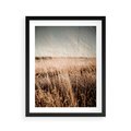 Plakat w ramie 40x50 - Sucha Trawa w Odcieniach Sepii - suche trawy, łąka odcienie beżu - rama czarna