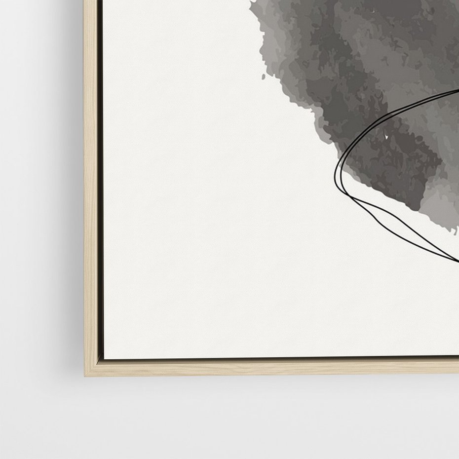 Obraz w ramie 80x120 - Bezczasowe Rytmy - abstrakcyjne nieregularne plamy, czarny - rama drewno