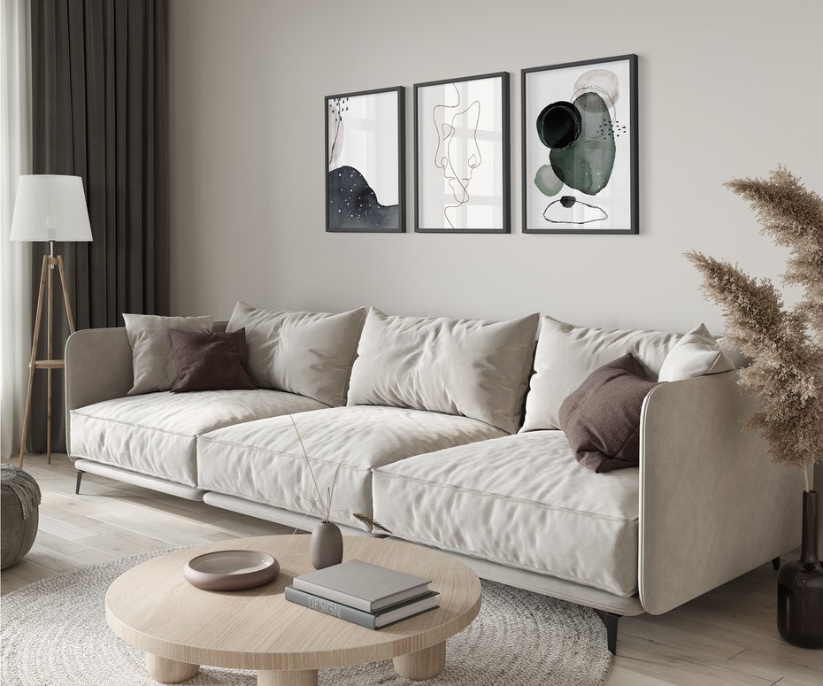 Zestaw obrazy w ramie 30x40 galeria - Line, art, nowoczesny, twarz, akwarela - rama czarna