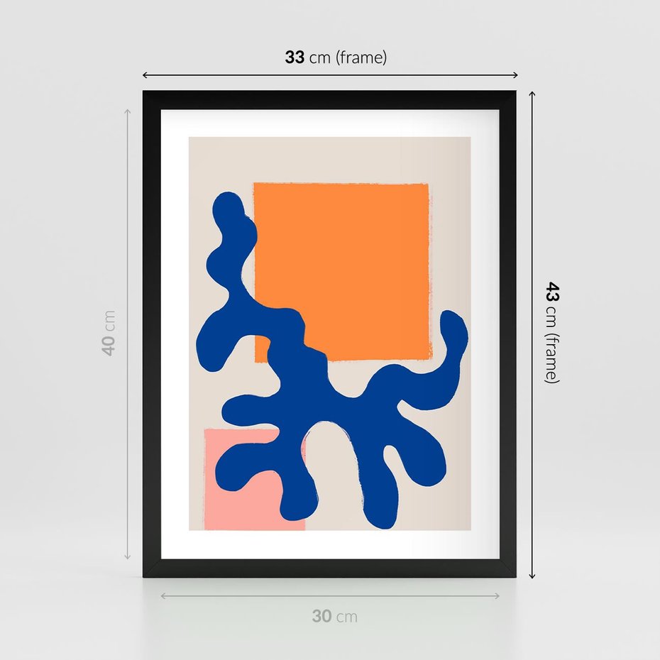 Plakat w ramie 30x40 - Bezczasowe Pastelowe Plamy - abstrakcja, nowoczesny plakat - rama czarna