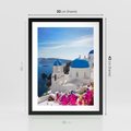 Plakat w ramie 30x40 - Perspektywa na Santorini - Santorini, perspektywa - rama czarna
