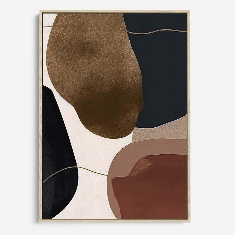 Obraz w ramie 50x70 - Wibracje uczuć i emocji - nieregularne plamy, czarny - rama drewno