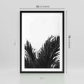 Plakat w ramie 50x70 - Tropikalna Uroda w Czerni i Bieli - fotografia czarno biała, liście palmy - rama czarna
