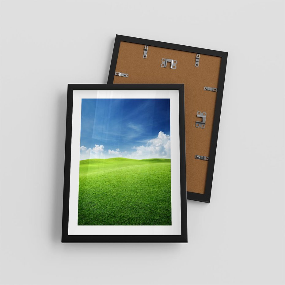 Plakat w ramie 30x40 - Łąka pod Niebem - łąka, niebo - rama czarna