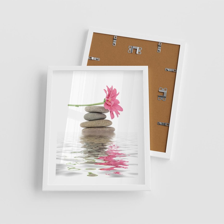 Plakat w ramie 40x50 - Kwiatowe japońskie spa - japońskie, spa - rama biała