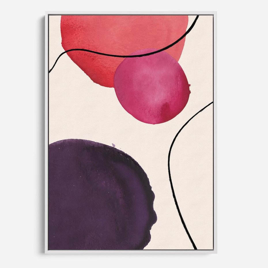 Obraz w ramie 50x70 - Kolorowe Impresje - abstrakcyjne akwarelowe plamy, nieregularne linie - rama biała