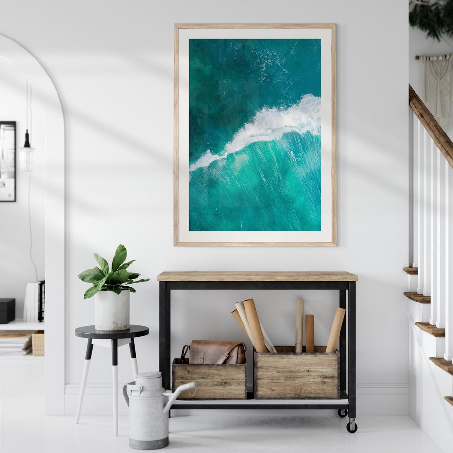 Plakat w ramie 30x40 - Siła i Spokój - morze, ocean - rama drewno