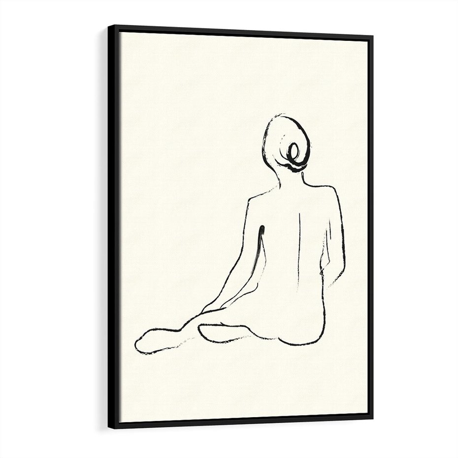 Obraz w ramie 70x100 - Akt w Minimalizmie - kobieta akt, minimalizm - rama czarna