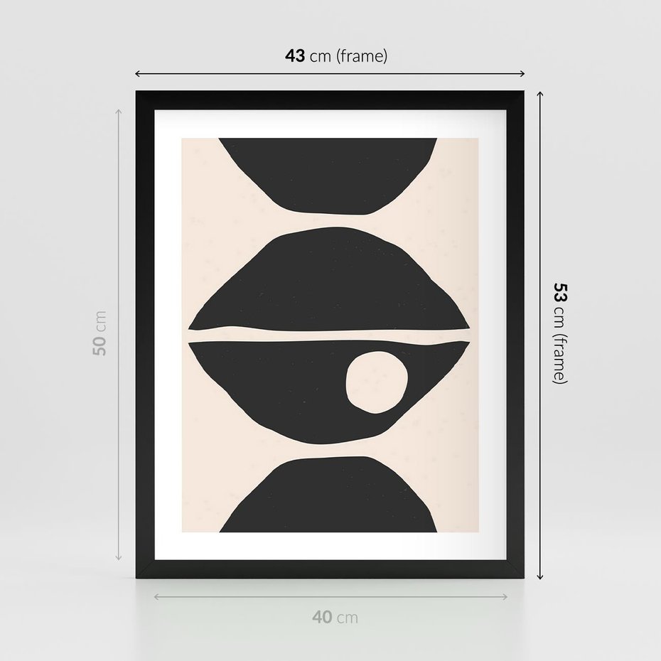 Plakat w ramie 40x50 - Nowoczesna Sztuka na Beżowym Tle - nowoczesna sztuka, abstrakcja - rama czarna